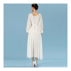 Long Sleeve Dress Bohemian Long Skirt Chiffon  white   S