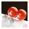 natural onyx earrings  6mm  RED