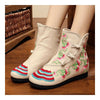 Vintage Beijing Cloth Shoes Embroidered Boots beige 35