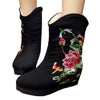 Vintage Beijing Cloth Shoes Embroidered Boots black 35