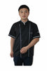 Kitchen Cooker Short Sleeve Coat Chef Working Uniform Jacket Black white  hem