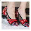 Weaved Flower Old Beijing Cloth Embroidered Shoes   red