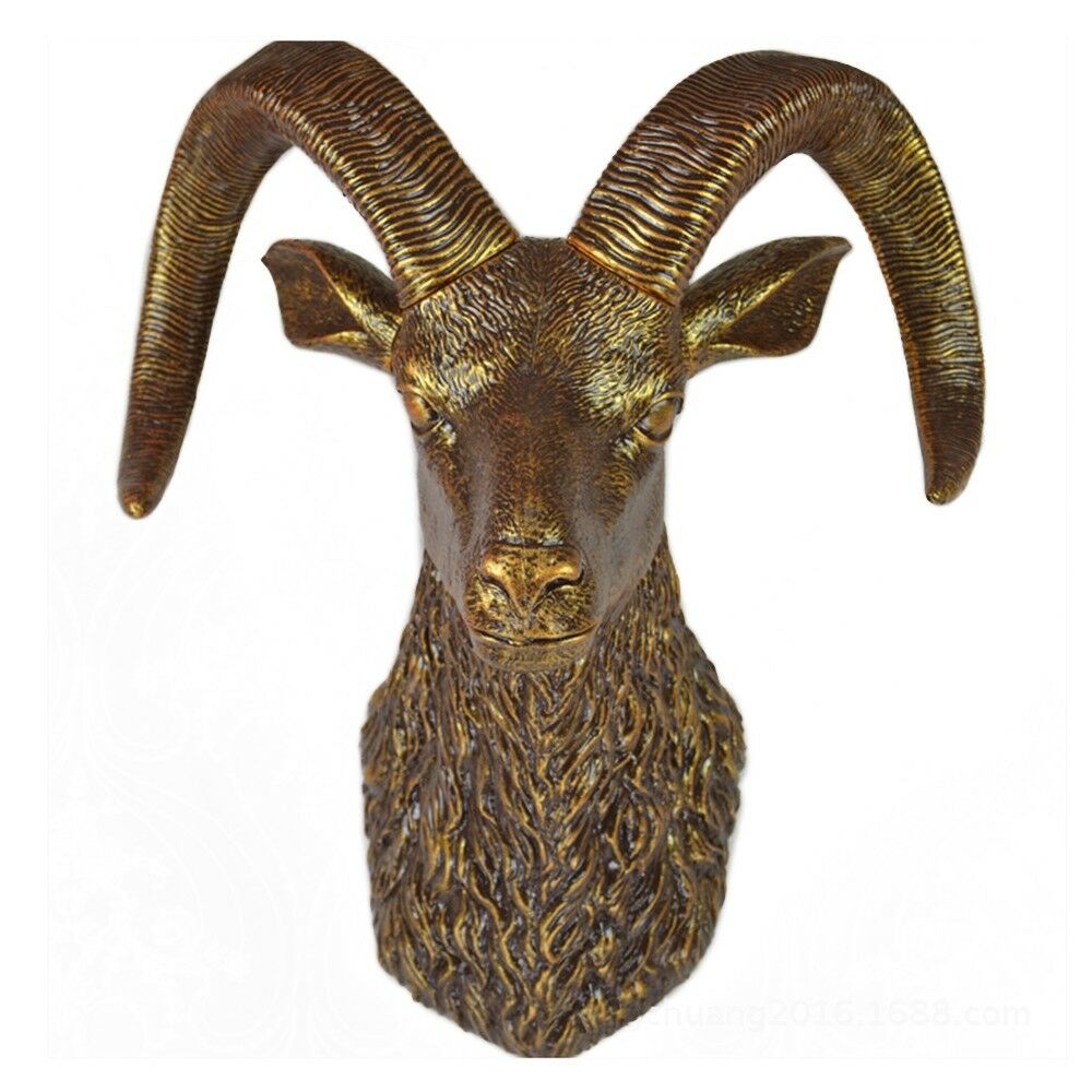 Sheep Head Wall Hanging Decoration Plastic antique golden