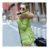 Winter Woman Slim Middle Long Down Coat   green