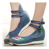 Sport Alt Peking Stoff Bestickt Schuhe Jeans Blau