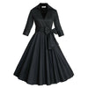 Hepburn Style A-line Dress Dot Big Peplum   black