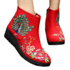 Peacock Vintage Beijing Cloth Shoes Embroidered Boots red 35