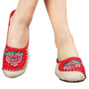 Old Beijing Cloth Embroidered Shoes Flax Sandals Slippers  red