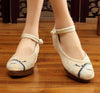 Vintage Chinesisch Ethnische Stickerei Hoher Absatz Aufzug Tanzen Schuhe Vögel