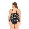 Classic Black White Blossom Lily Padded One Piece Dress Swimsuit Padded Bra