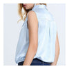 Fashionable Shawl Collar Shirt   light blue