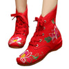 Vintage Beijing Cloth Shoes Embroidered Boots 11-01   red  35