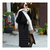 Hiver Milieu Long Mousseline Col Montant Velours Fin Coton Manteau Noir