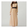 Muslim Robe Dress Belt Long Sleeve Women Garment   apricot   M