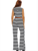Plus Size Geo Casual Sleeveless Wide Leg Playsuit Jumpsuit Overall Romper W Belt