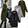 Womens Zip Front Fleece Long Hoodie Sweatshirt Jacket Plus Size