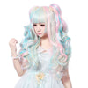 COSPLAY Lolita 55cm Long two hair clips pink mixed Wig hair piece