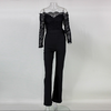 Romantic White Blue Black Eyelash Lace Strapless Jumpsuit Overalls