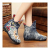 Vintage Beijing Cloth Shoes Embroidered Boots grey thin shoes 35
