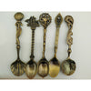 5 Pcs Alloy Vintage Royal Style Bronze Carved Small Coffee Spoon Flatware