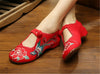 Vintage Chinese Embroidered Floral Shoes Women Ballerina Mary Jane Flat Ballet C