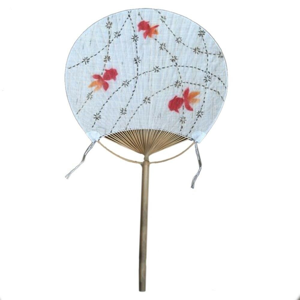 Round Fan Ramie Artware Hand Paint Goldfish