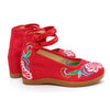 Chinese Ethnic Embroidery Inner high Heel Elevator Dress Shoes Two lace-up