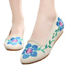 Alt Peking Stoff Bestickt Schuhe 5 Blütenblatt, Blume