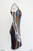 Sexy Colorful Vertical Stripe Strappy Bodycon Midi Party Dress