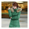 Long Down Coat Plus Size Big Fur Collar Slim Thick    green