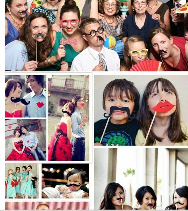 Party Photo Booth Wedding Props on Stick 58 Pc Set