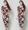 Hot Women Floral Print Slim Dress Bandage Bodycon Stretch Mini Pencil Dress