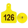 100pcs TPU Laser Curve Cattle Ear Tag Tagger Copper Head yellow with number