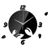 Horloge Murale Salle à Manger Décoration Miroir Feuille Noir