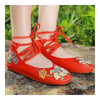 Alt Peking Stoff Bestickt Schuhe Niedrig-Schnitt Rot