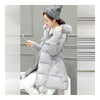 Winter Woman Middle Long Thick Down Coat Plus Size   grey