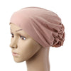Dignified Muslim Scarf Kerchief Hat Flower Casual   skin pink