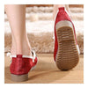 Old Beijing Cloth Embroidered Shoes Cowhells Soft Sole   red