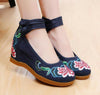 Chinese Ethnic Embroidery Inner high Heel Elevator Dress Shoes Two lace-up