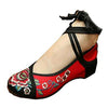 Chinese Embroidered Floral Shoes Women Ballerina Mary Jane Flat Ballet Cotton Lo