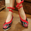 Alt Peking Bestickt Stoff Schuhe Modisch Schwarz