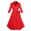 Hepburn Style A-line Dress Dot Big Peplum   red