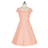 Damen Sommer Spitze Groß Schößchen Einfarbig Sexy Ballonkleid Pink
