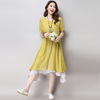 Moderno Asiático Estilo Capas Multi con Abertura Forrado Vestido Túnica