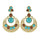 Ethnic Colorful Alloy diamond crescent earrings   SKY BLUE+COFFEE