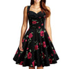 Hepburn Style Vintage Groß Schößchen Druck Kleid Rot
