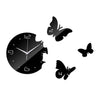 Creativo Cuarto de Estar Mariposa Reloj de Pared Espejo Acrílico Negro