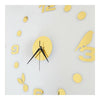 Creative Wall Clock 3D Small Bird Leaf Mirror Digit    golden