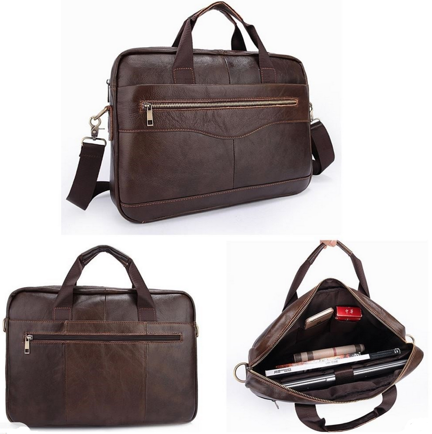 Men Briefcases Handbag Document Business Office Laptop Bag Leather Male Work Bag