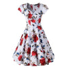 Damen Vintage Drucken Hübsches Kleid 50er Jahre Hepburn Style